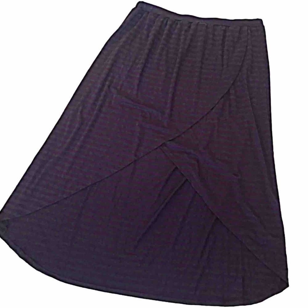 🆕 Striped high low faux wrap plus size pull on stretchy purple gray skirt